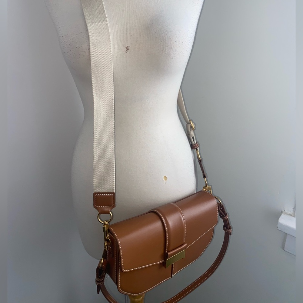 ZARA Cognac Faux Leather Bag - EUC - Picture 2 of 7